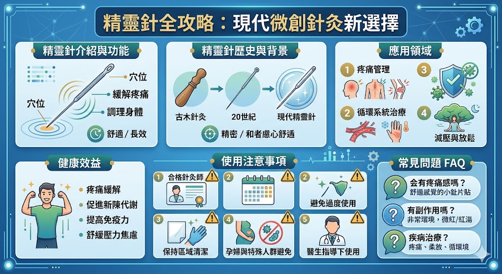 精靈針作為一種現代化的針灸工具,專為精細治療而設計,具有多種健康效益。它不僅能有效緩解神經性疼痛、促進血液循環,還能幫助放鬆肌肉、減少壓力。精靈針的精確設計使其在各類針灸治療中成為理想選擇,並且相對於傳統針灸,對於患者的舒適度更具優勢。本文將深入探討精靈針的歷史背景、應用領域、治療效果及使用注意事項。